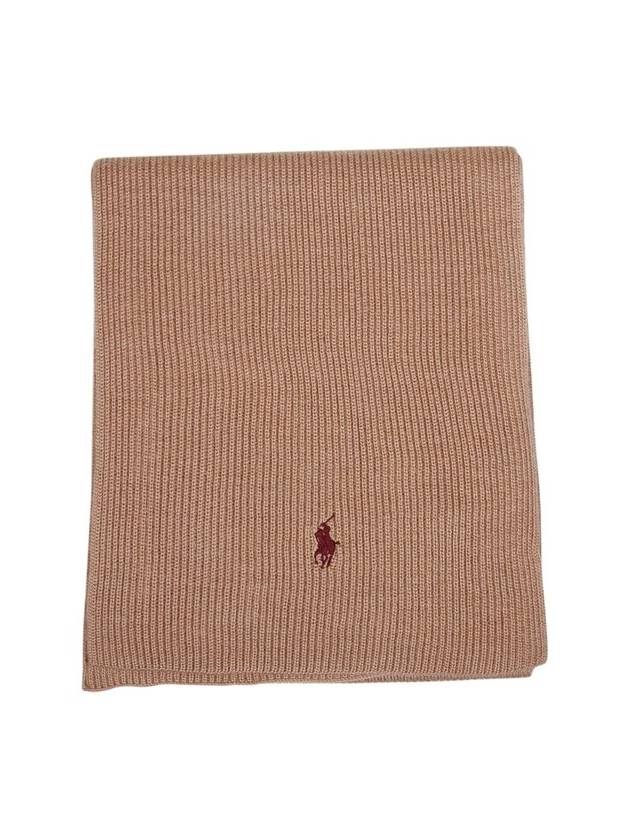 Polo Ralph Lauren pony embroidered ribbed knit scarf - POLO RALPH LAUREN - BALAAN 1