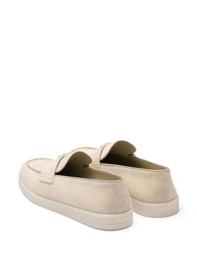 Triangle Logo Suede Loafers Beige - PRADA - BALAAN 6