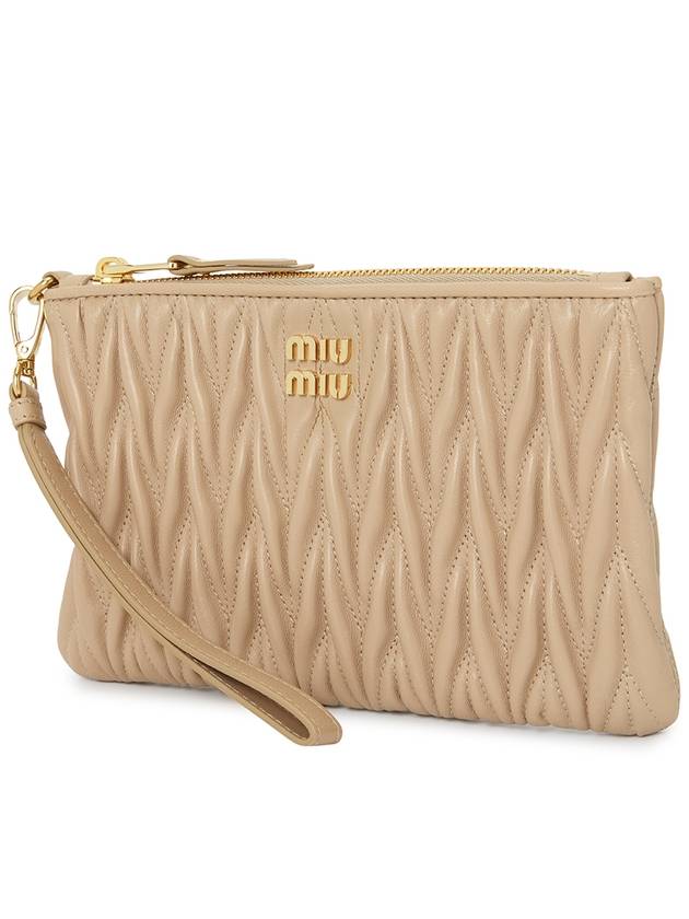 Matelasse leather clutch bag beige - MIU MIU - BALAAN 3