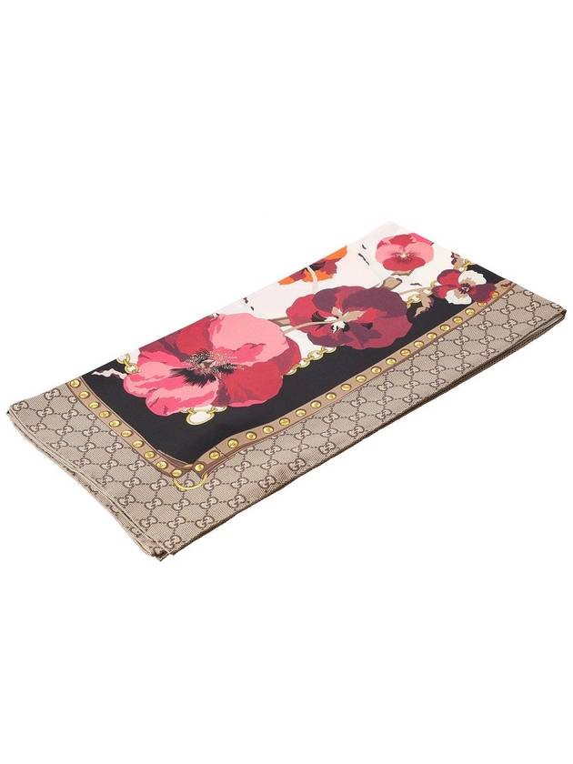 GG Flower Square Silk Scarf - GUCCI - BALAAN 4