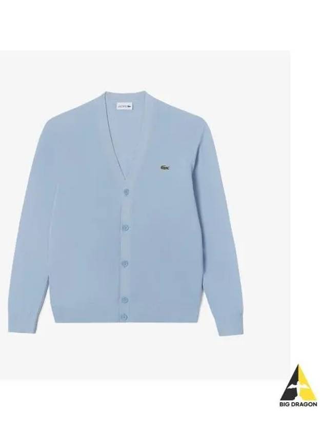 Men s lecture pique solid cardigan light blue - LACOSTE - BALAAN 1