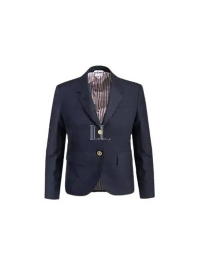 Women's Twill Slim Fit Single Breasted Wool Jacket Navy - THOM BROWNE - BALAAN 2