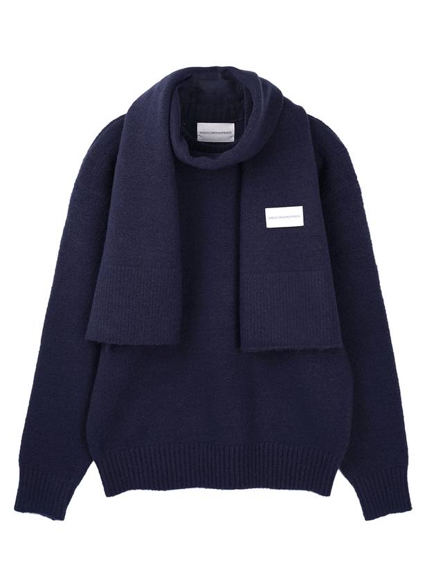 Pullover Muffler Knit Top Set Navy - HARDCORE HAPPINESS - BALAAN 1