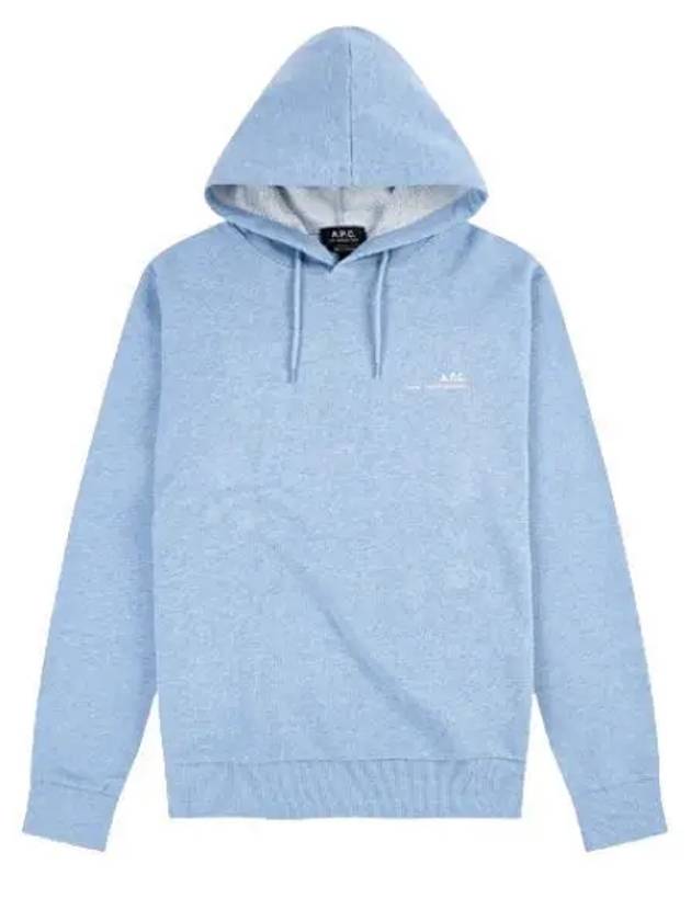 Logo Print Drawstring Hoodie Blue - A.P.C. - BALAAN 2