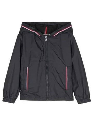 J19541A000245968E742 Navy Zip Up Hooded Windbreaker Jacket Kids Moncler - MONCLER - BALAAN 1