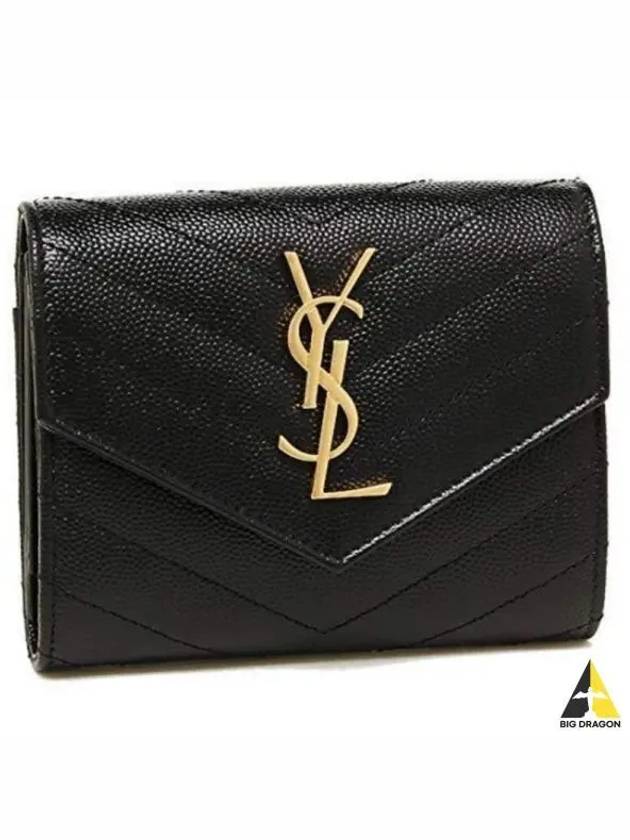 Matelasse Monogram Quilting Flap Half Wallet Black - SAINT LAURENT - BALAAN 2