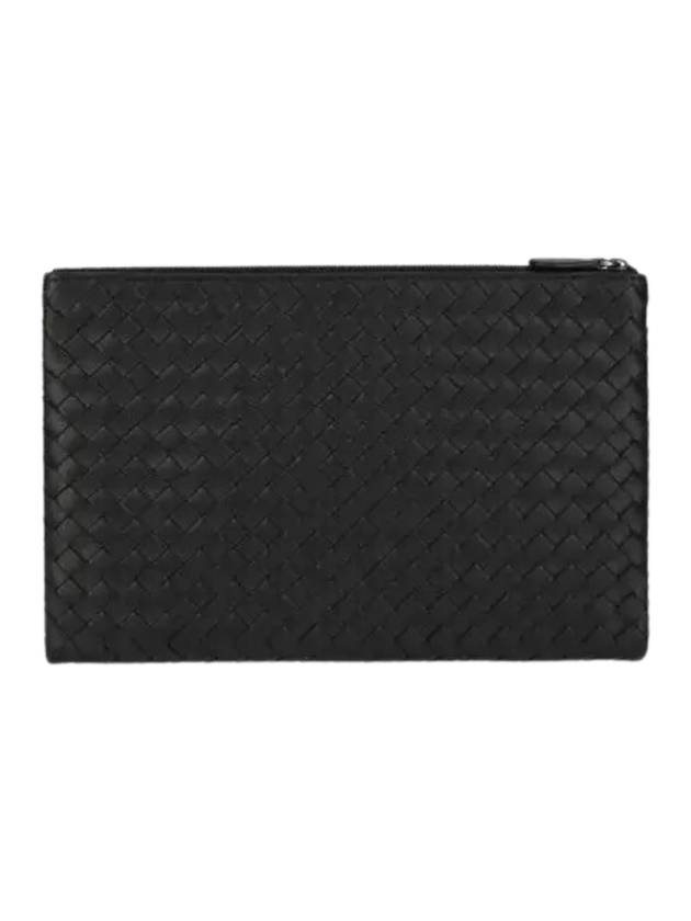 Intrecciato Medium Leather Clutch Black - BOTTEGA VENETA - BALAAN 1