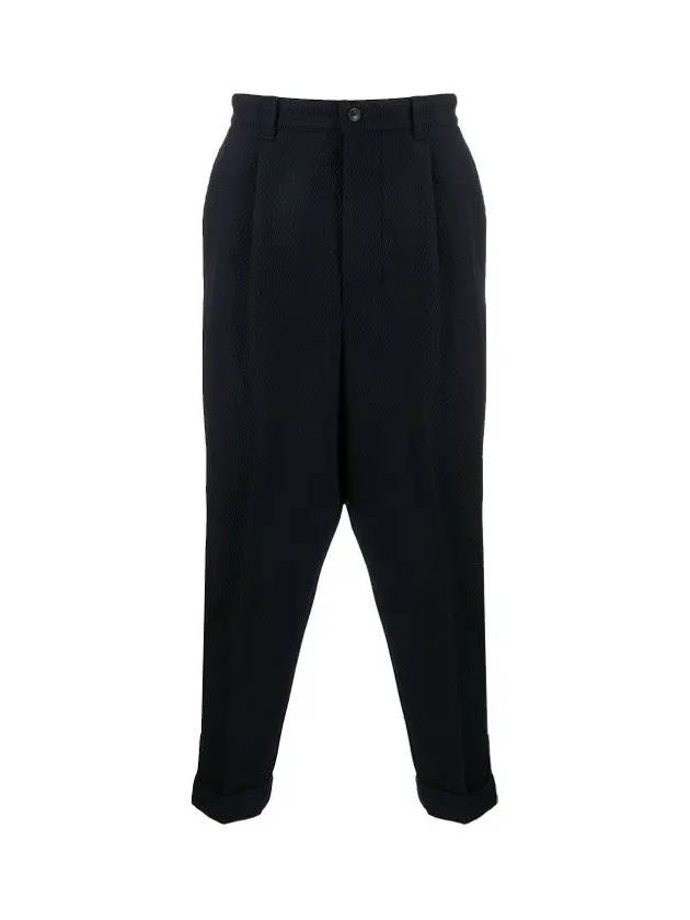 Cuffs Corduroy Straight Pants Navy - AMI - BALAAN 3