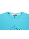 Men's Compass Embroidery Back Lettering Short Sleeve T-Shirt Blue - STONE ISLAND - BALAAN 7