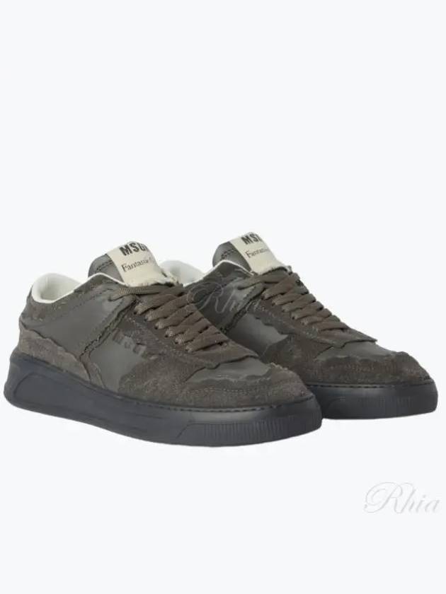 FG-1 Logo Leather Low Top Sneakers Grey - MSGM - BALAAN 2