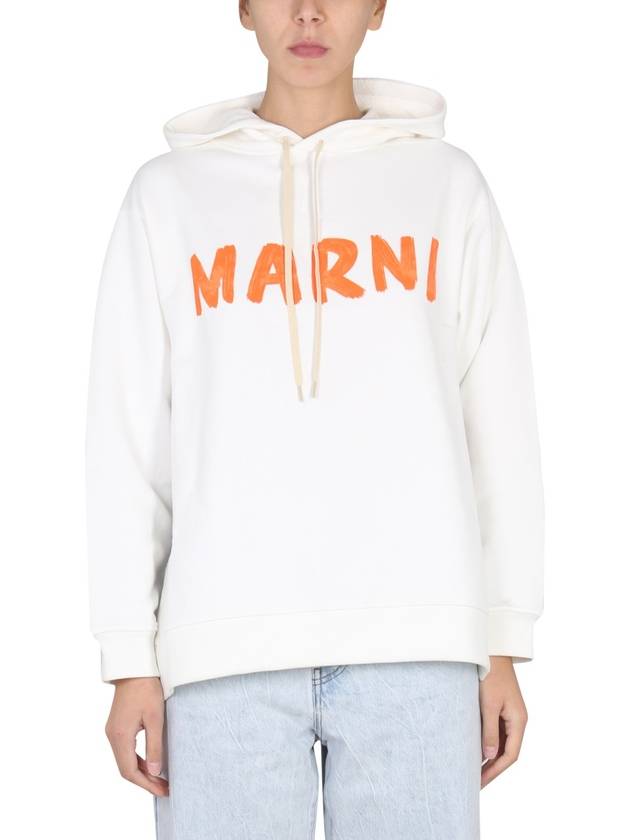 Logo Print Cotton Hooded Top White - MARNI - BALAAN 2