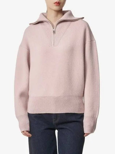 Fancy Half Zip-Up Neck Wool Knit Top Pink - ISABEL MARANT - BALAAN 1