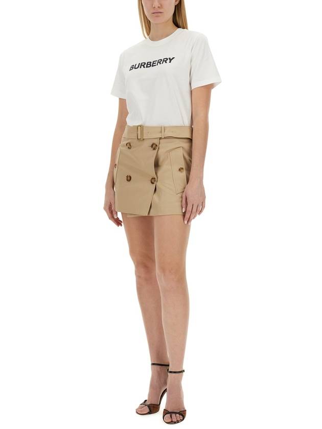 Logo Cotton Short Sleeve T-Shirt White - BURBERRY - BALAAN 4