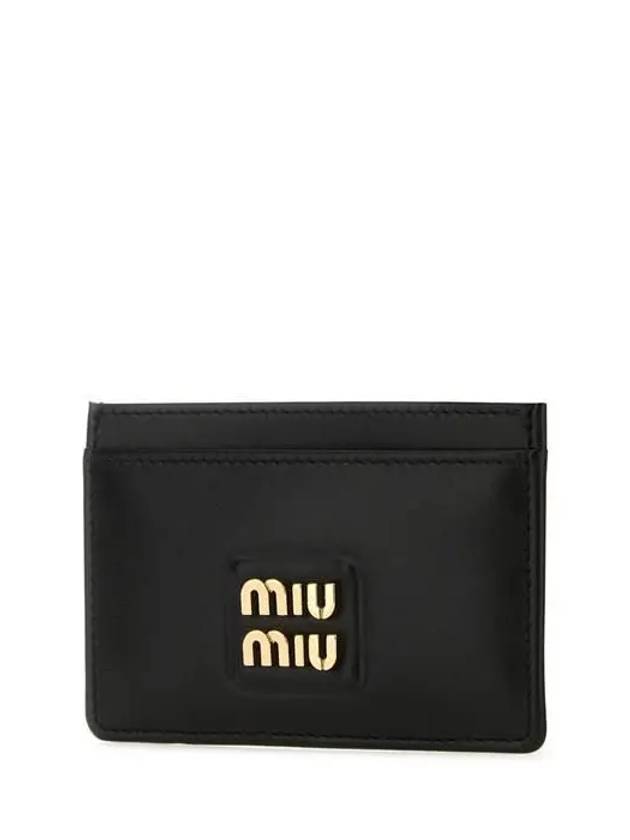 Logo Leather Card Wallet Black - MIU MIU - BALAAN 2