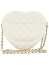 White Lambskin Champagne Gold Flap Heart Chain Cross Bag AS3191 - CHANEL - BALAAN 3