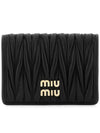 Matelasse Nappa Leather Card Wallet Black - MIU MIU - BALAAN 3