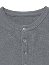 Cotton ribbed henley neck knit gray - NOIRER - BALAAN 11