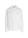 logo long sleeve shirt white - PRADA - BALAAN.