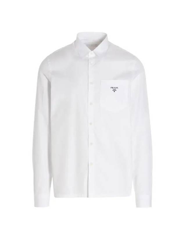 logo long sleeve shirt white - PRADA - BALAAN.