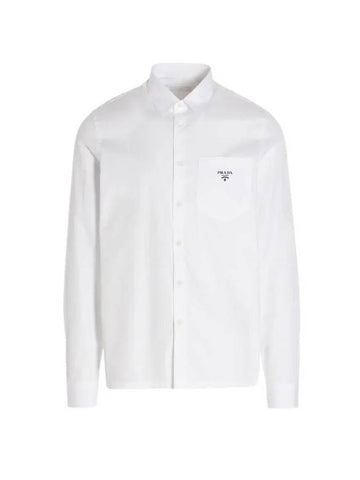 logo long sleeve shirt white - PRADA - BALAAN.