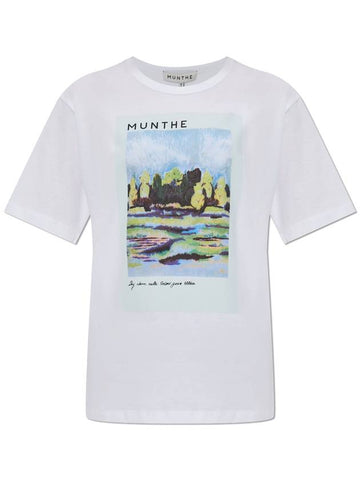 Munthe T-shirt With Print, Women's, White - MUNTHE - BALAAN 1