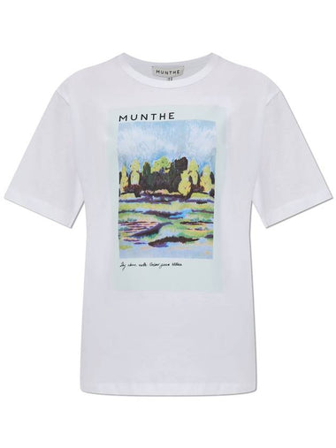 Munthe T-shirt With Print, Women's, White - MUNTHE - BALAAN 1