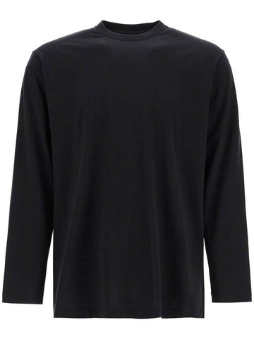 long sleeve black cotton t-shirt with men's graphic - Y-3 - BALAAN 1