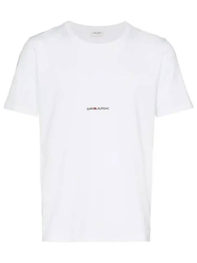 Men's Small Logo Short Sleeve T-Shirt White - SAINT LAURENT - BALAAN.