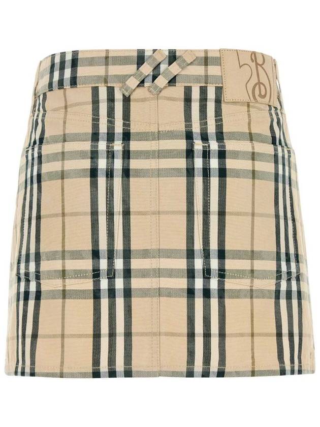 Check Denim Mini H-Line Skirt Grain - BURBERRY - BALAAN 3