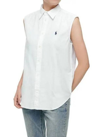 W Sleeveless Oxford Shirt White - POLO RALPH LAUREN - BALAAN 1