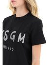 Glitter Logo Crewneck Short Sleeve T Shirt Black - MSGM - BALAAN 4