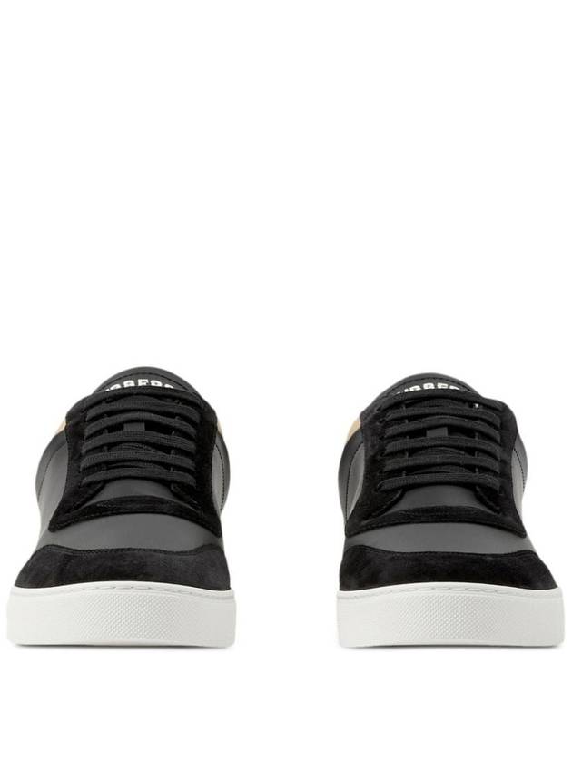 Checked Leather Suede Low Top Sneakers Black - BURBERRY - BALAAN 6