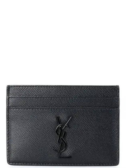 Monogram Caviar Leather Card Wallet Black - SAINT LAURENT - BALAAN 2