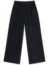 Ramus Studio Denzel Wool Belted Point Pintuck High Waist Wide Slacks Black - RAMUSTUDIO - BALAAN 2