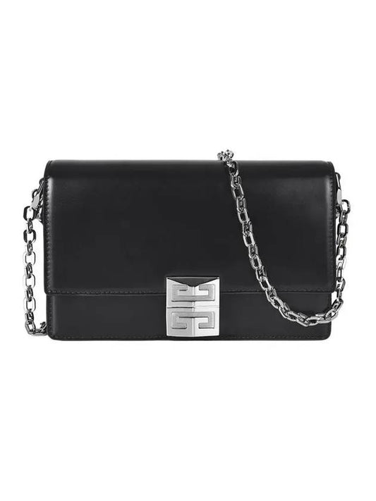 Silver Hardware Box 4G Chain Small Leather Shoulder Bag Black - GIVENCHY - BALAAN 1