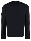 Logo Patch Crew Neck Cotton Nylon Knit Top Black - STONE ISLAND - BALAAN 3