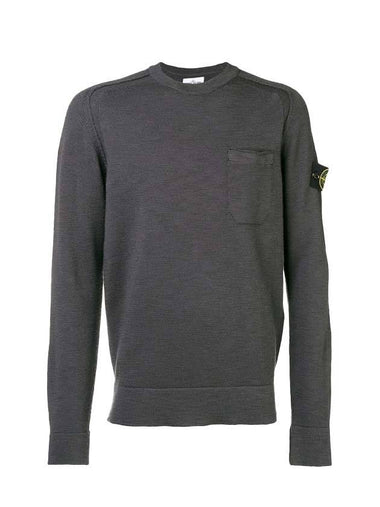 Wappen Pocket Round Knit Top Charcoal - STONE ISLAND - BALAAN 1