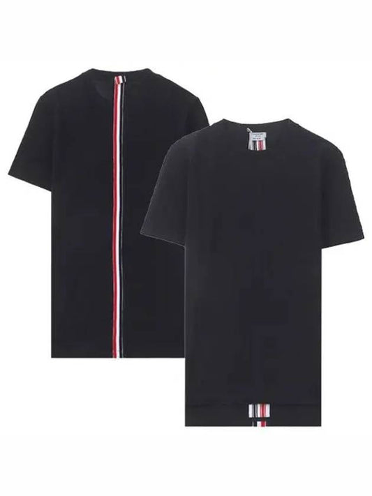 Men's Center Back Striped Short Sleeve T-Shirt Navy - THOM BROWNE - BALAAN 2