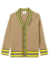 Kids Stripe Trimmed Wool Cardigan Archive Beige 8047615 4Y 10Y - BURBERRY - BALAAN 1