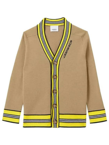 Kids Stripe Trimmed Wool Cardigan Archive Beige 8047615 4Y 10Y - BURBERRY - BALAAN 1