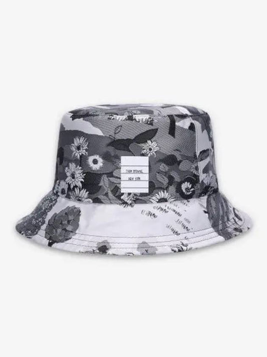 Graphic Print Bucket Hat Grey - THOM BROWNE - BALAAN 1