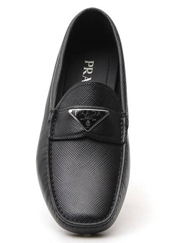 Triangle Logo Saffiano Driving Loafers Black - PRADA - BALAAN 5