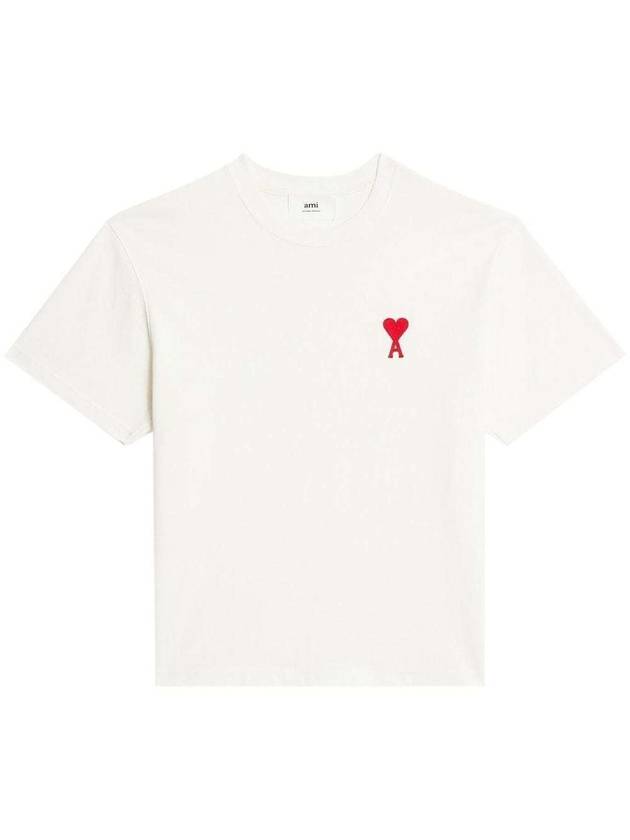 Heart Logo Cotton Jersey Short Sleeve T-Shirt White - AMI - BALAAN 5