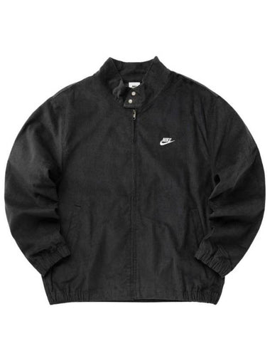 NSW Club Corduroy Harrington Zip Up Jacket Black - NIKE - BALAAN 1