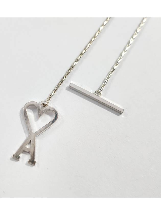 Heart Logo Chain Metal Necklace Silver - AMI - BALAAN 5