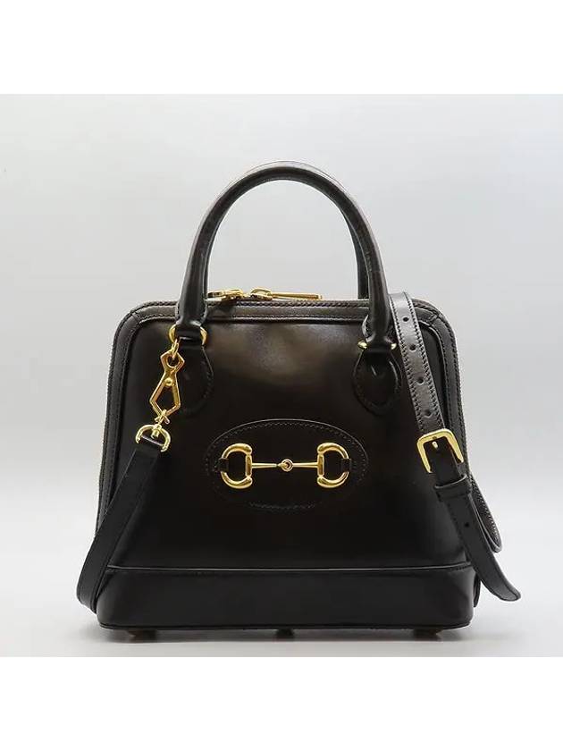 621220 Black Leather Horsebit 1955 Small Top Handle Bag Shoulder Strap - GUCCI - BALAAN 2