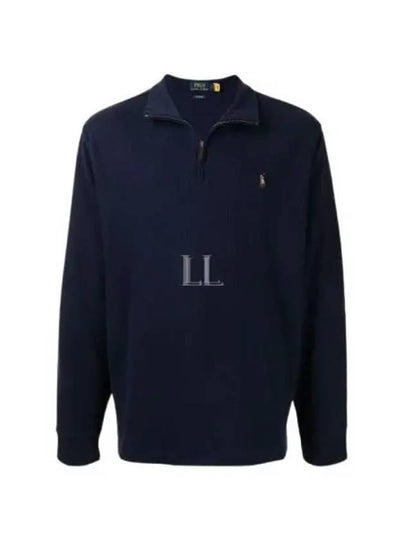 Embroidered Pony Logo Half Zip-Up Knit Top Navy - POLO RALPH LAUREN - BALAAN 2