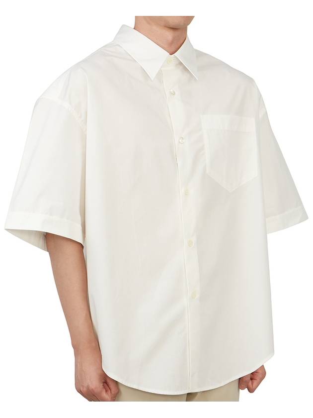 Men's Pocket Cotton Short Sleeve Shirt White - AMI - BALAAN 4