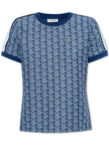 Lacoste T-shirt With Monogram, Women's, Blue - LACOSTE - BALAAN 1