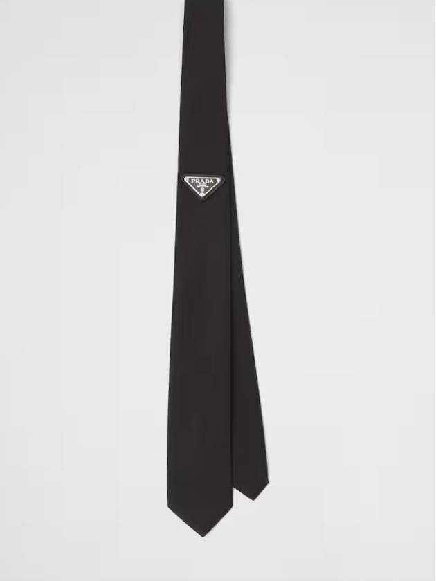 Men's Triangle Logo Re-Nylon Gabardine Tie Black - PRADA - BALAAN 2